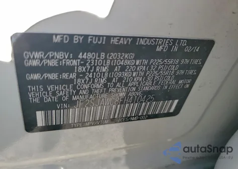 2015 Subaru Forester 2.5I Touring z USA, uszkodzony, nr VIN JF2SJAWC8FH410425